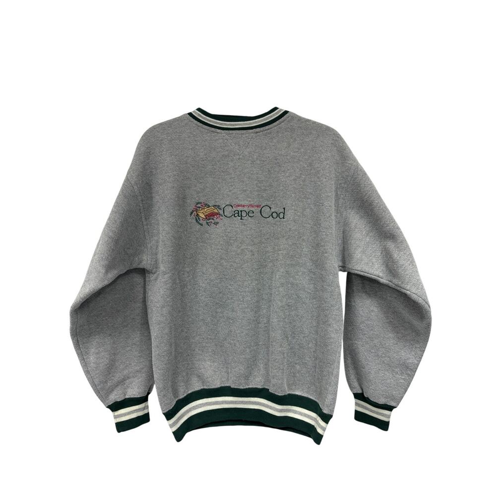 Vintage Cape Cod Sweatshirt Embroidered Green and Gray Pullover Size Large L